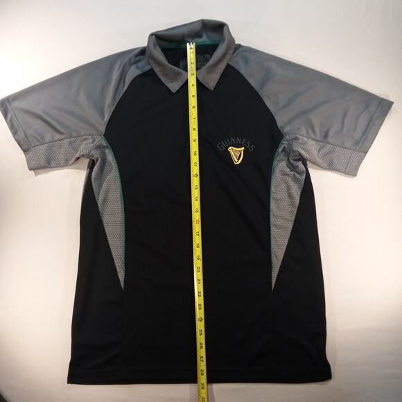 Guinness Men’s Half Zip Performance Polo Black Gray Size Large - Picture 3 of 6